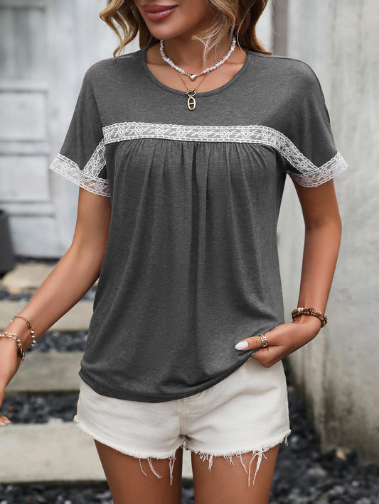 Ivy Lane Contrast Round Neck Short Sleeve Tee